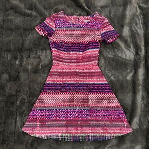 Adrissa boutique printed short sleeve mini dress fit and flare size 6